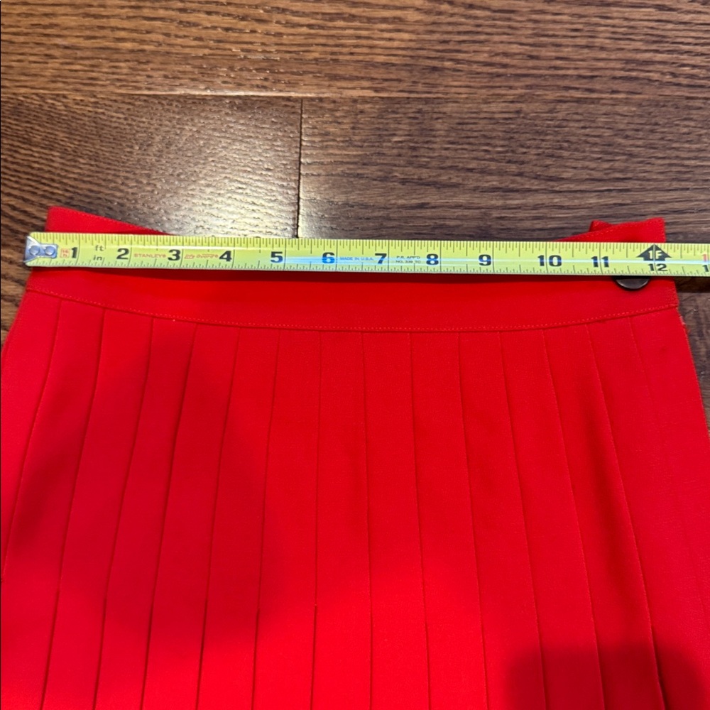 Genny Red Pleated Wool Skirt - Picture 11 of 14